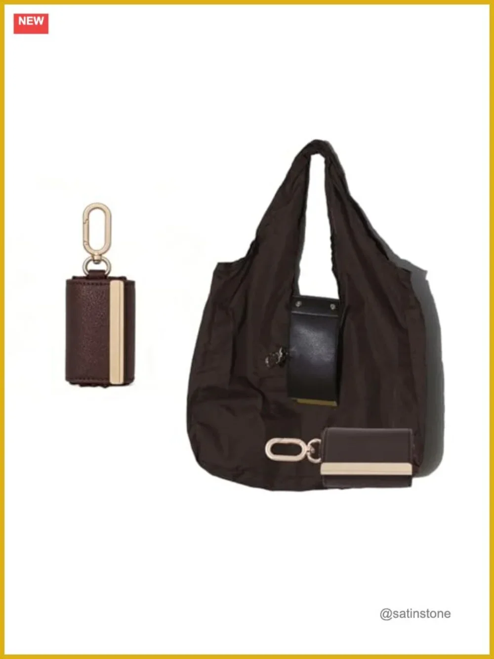 Foldable Tote Bag Keychain - Large Capacity Portable Shopping Bag Keyring